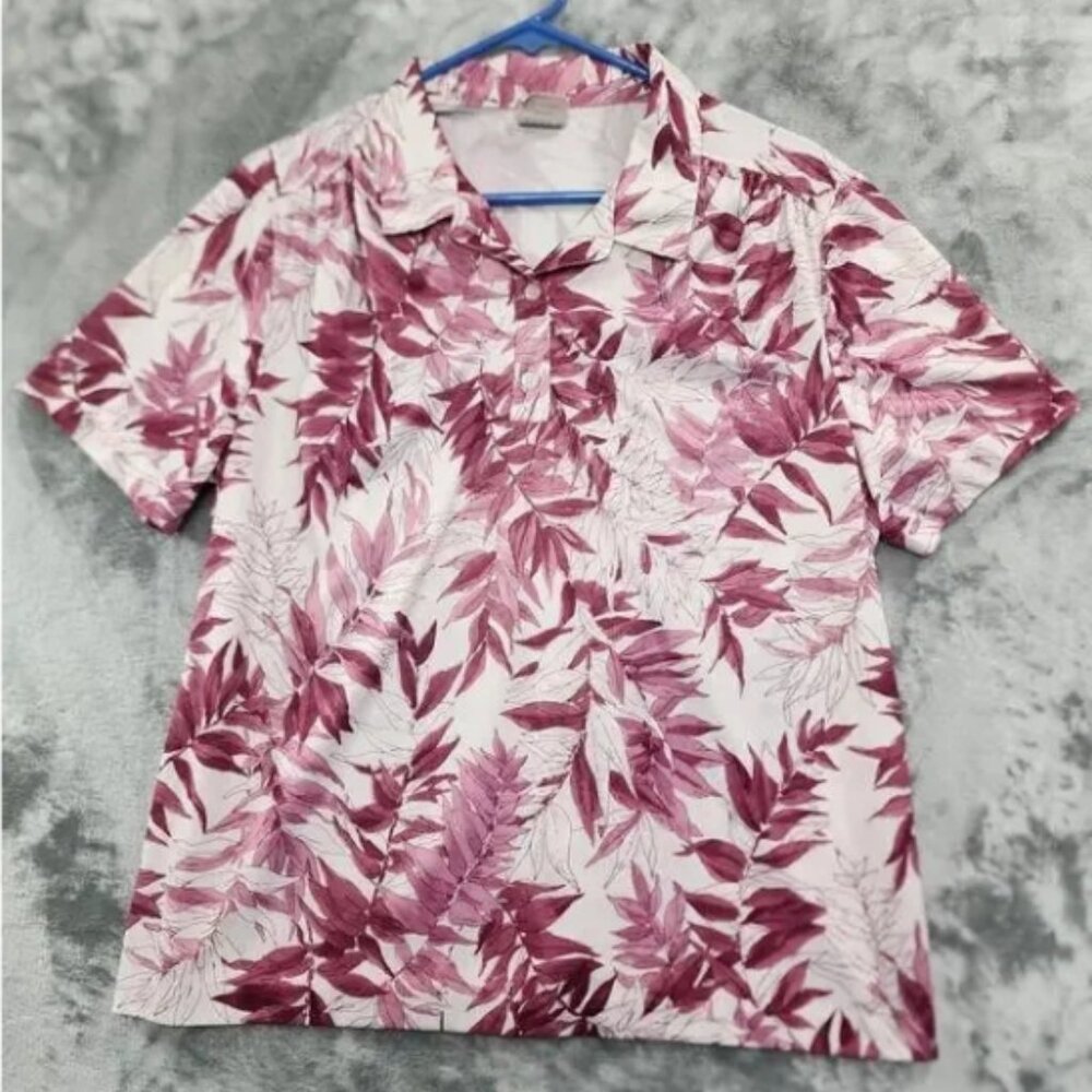 Vintage 70s Graff leaf print polo-style shirt